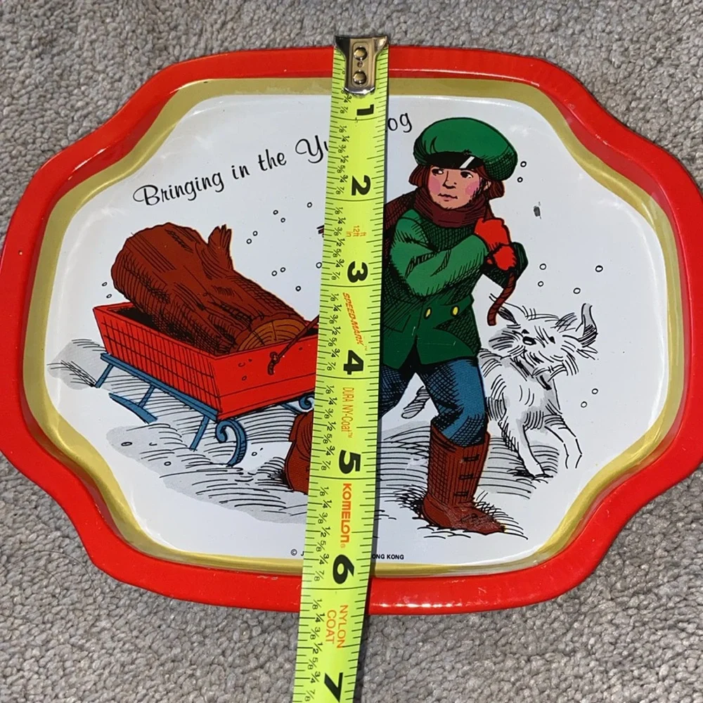 Vintage JSNY Christmas Metal Cookie Snack Tray Set ‎ Hong Kong Made (3)